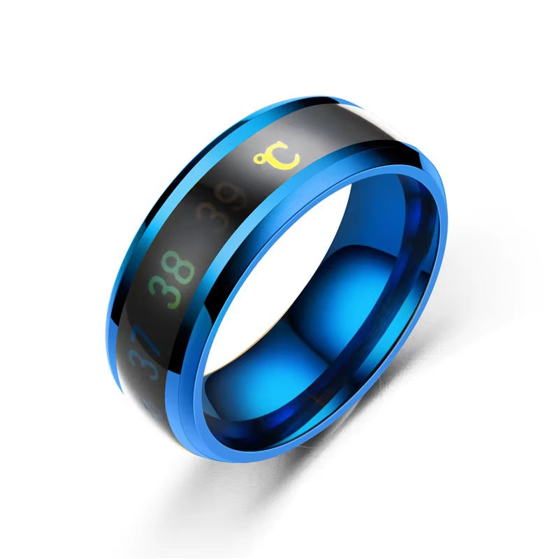 Smart Stainless Steel Multifunctional Ring for Couple Mood Feeling Intelligent Temperature Sensitive Rings Waterproof Jewelry