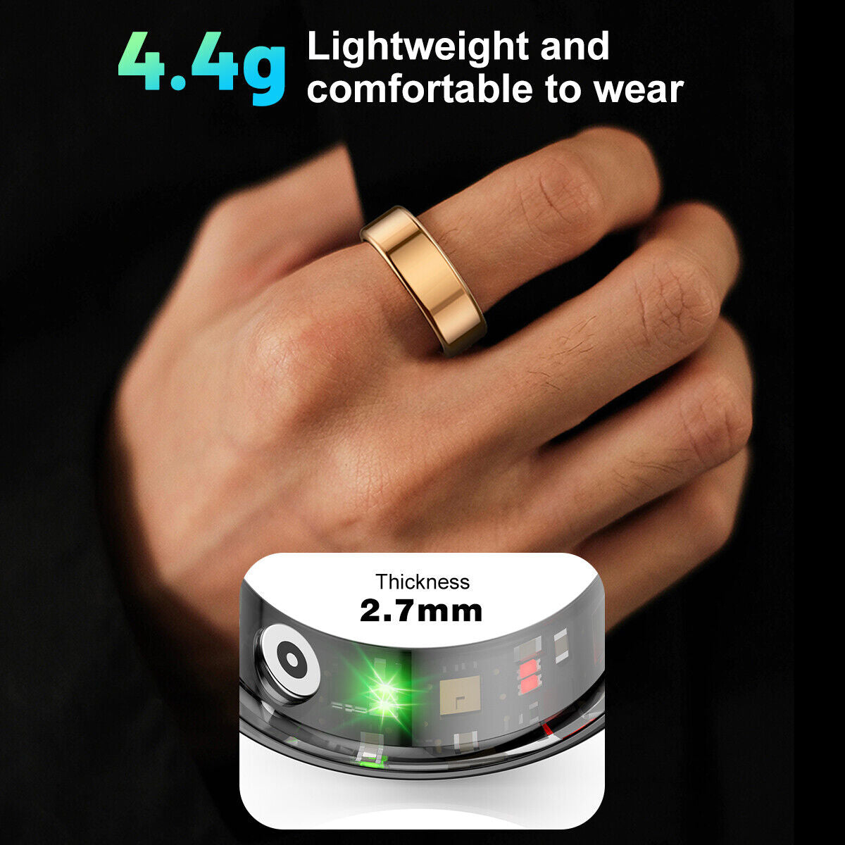 R02 Smart Ring Health Waterproof Finger Rings Monitor Heart Rate Fitness Tracker