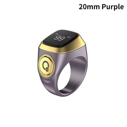 Smart Tasbih Tally Digital Counter for Muslims Tasbeeh Zikr Ring 5 Prayer Time Vibration Reminder Waterproof Bluetooth Ring