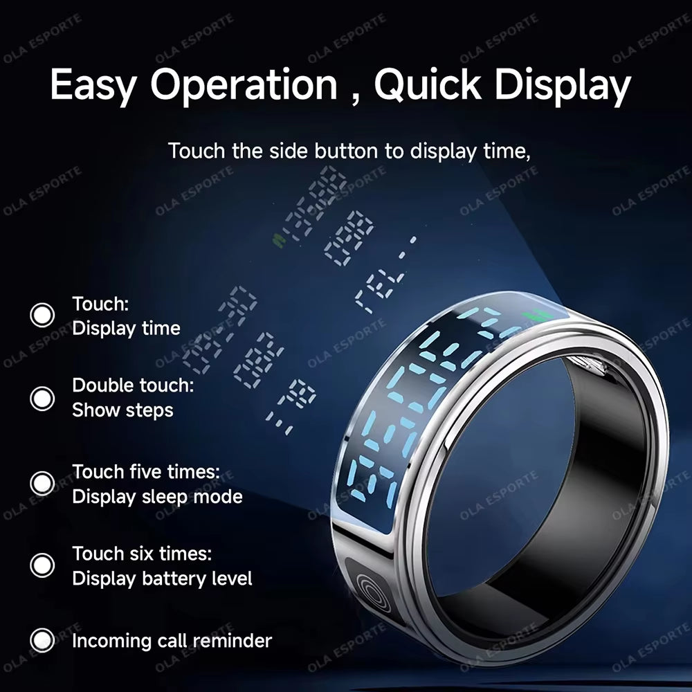 2025 SmartRing Pro: Gesture-Control Touchscreen Health Tracker, Waterproof Fitness Monitor with Swipe Navigation for All-Day Wear – Unisex Design