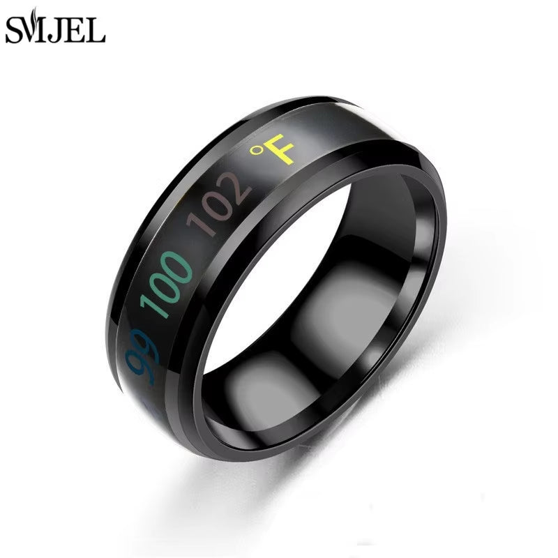 Fashion Smart Ring Multifunctional Temperature Sensitive Rings Titanium Steel Couple Jewelry Fingertip Temperature Sensor Ring