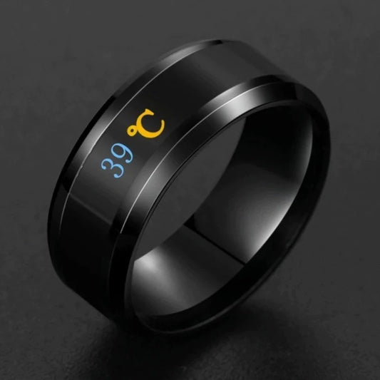 Smart Sensor Body Temperature Ring Stainless Steel Fashion Display Real-Time Temperature Test Finger Rings