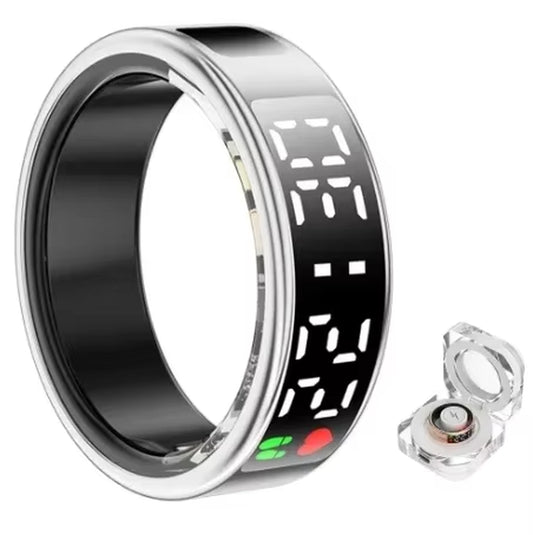 2025 Smart Screen Rings Charging Case Gesture Control Stainless Steel Health Monitoring Heart Rate Blood Oxygen SR08 Smart Ring