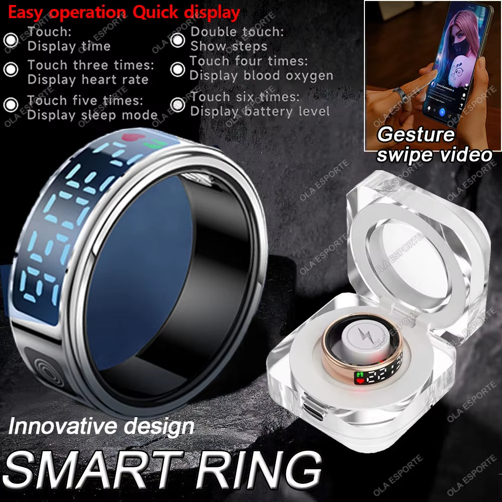 2025 SmartRing Pro: Gesture-Control Touchscreen Health Tracker, Waterproof Fitness Monitor with Swipe Navigation for All-Day Wear – Unisex Design