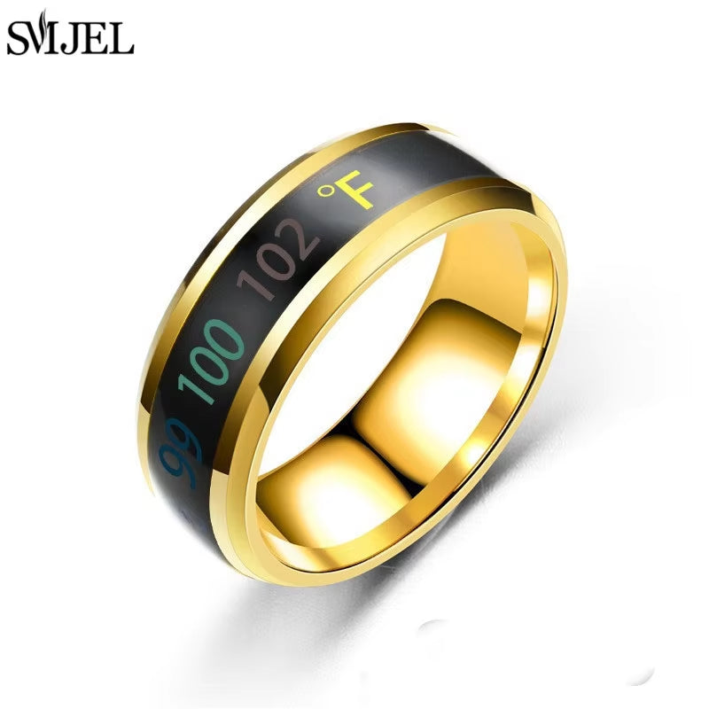 Fashion Smart Ring Multifunctional Temperature Sensitive Rings Titanium Steel Couple Jewelry Fingertip Temperature Sensor Ring