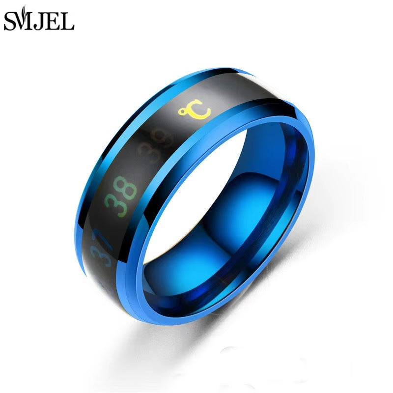 Fashion Smart Ring Multifunctional Temperature Sensitive Rings Titanium Steel Couple Jewelry Fingertip Temperature Sensor Ring