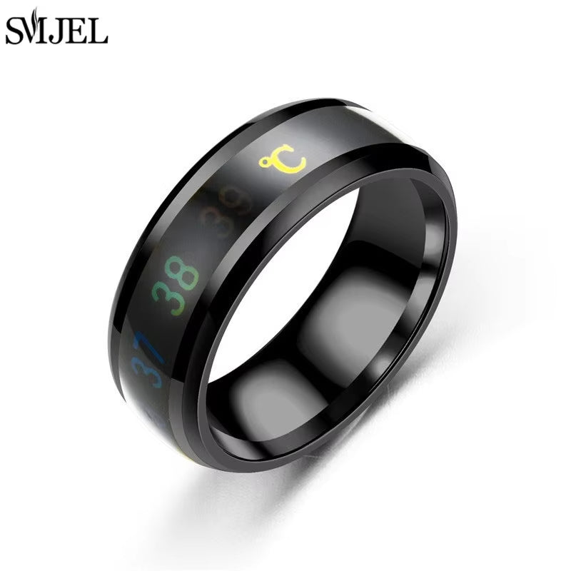 Fashion Smart Ring Multifunctional Temperature Sensitive Rings Titanium Steel Couple Jewelry Fingertip Temperature Sensor Ring