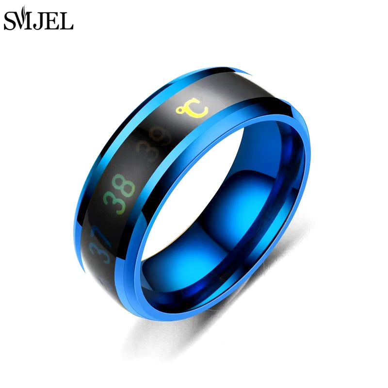 Fashion Smart Ring Multifunctional Temperature Sensitive Rings Titanium Steel Couple Jewelry Fingertip Temperature Sensor Ring