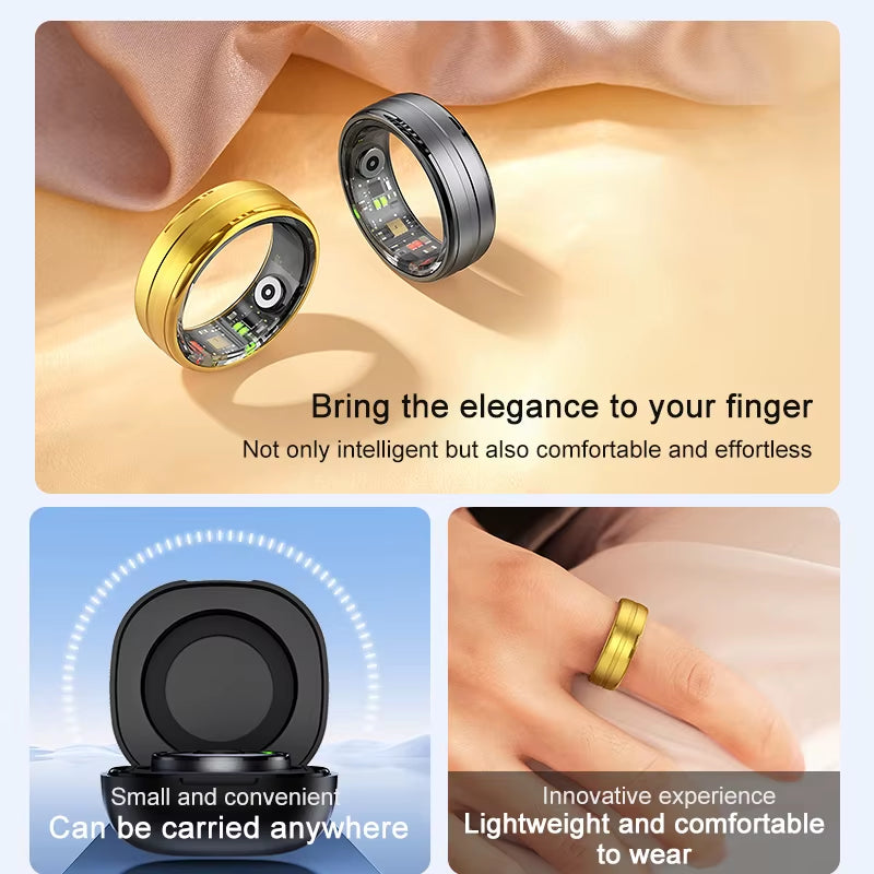 Global EliteSmart Ring: 50+ Language App, 24/7 Health & Fitness Tracker with 5ATM Waterproof Design – Lab-Tested Heart Rate, Blood Oxygen, Sleep & 10+ Sports Modes